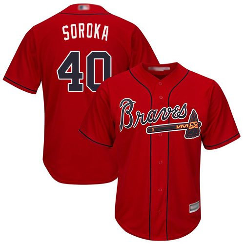 Braves #40 Mike Soroka Red New Cool Base Stitched Youth MLB Jersey